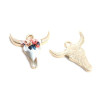 PS110152575 pendentifs Buffalo, Buffle Tete Vache Boho Chic style emaillé 22mm metal couleur Doré