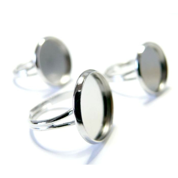 Lot de 10 supports de bague double fine 18 mm Laiton coloris Argent Platine