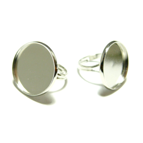 Lot de 10 supports de bague double fine 18 mm Laiton coloris Argent Platine