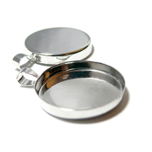 Supports de pendentif 25mm Bord Epais attache triangle Laiton coloris Argent Platine