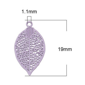 PS11655478 PAX de 20 Estampes pendentif filigrane Feuille 19 mm Lilas