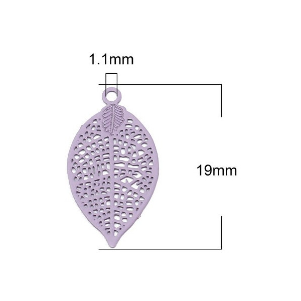 Estampes Pendentif Filigrane Feuille 19mm Lilas