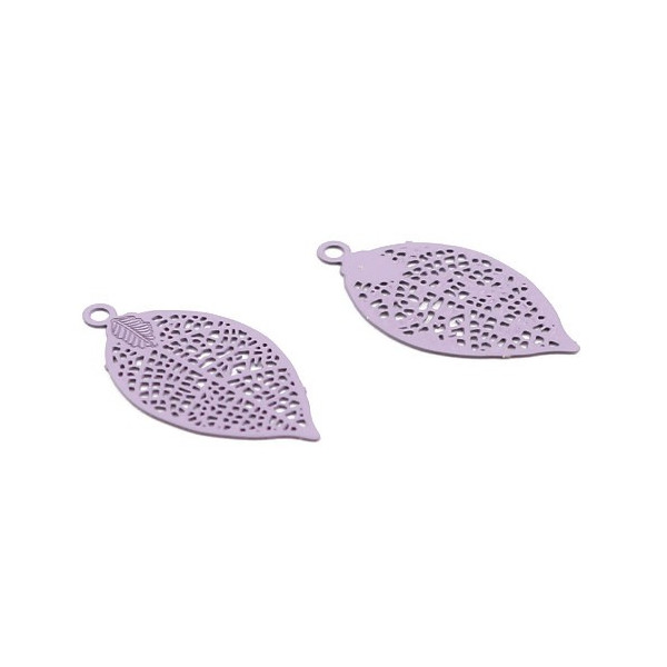 Estampes Pendentif Filigrane Feuille 19mm Lilas