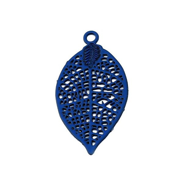 Estampes pendentif filigrane Feuille 19 mm Bleu
