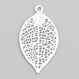 Estampes pendentif filigrane Feuille 19 mm Blanc
