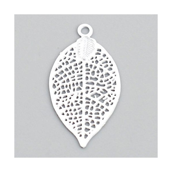 Estampes pendentif filigrane Feuille 19 mm Blanc