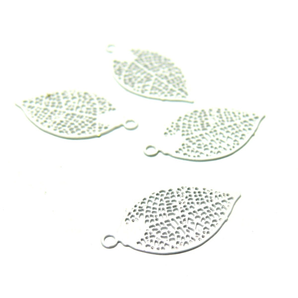 Estampes pendentif filigrane Feuille 19 mm Blanc
