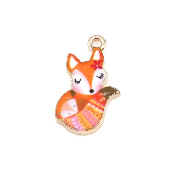 Pendentifs breloques Petit Renard Emaillé 19 mm métal Doré