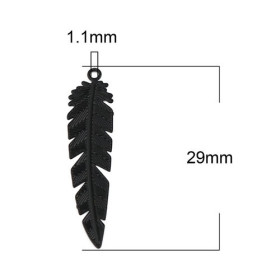 PS11655479 PAX 10 Estampes pendentifs Plumes Ajourées 35mm cuivre couleur Noir