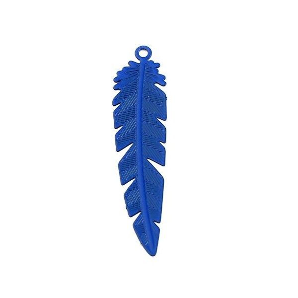 Estampes pendentifs Plumes Ajourées 35mm cuivre couleur Bleu