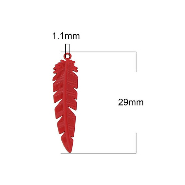 Estampes Pendentifs Plumes Ajourées 35mm Cuivre Rouge