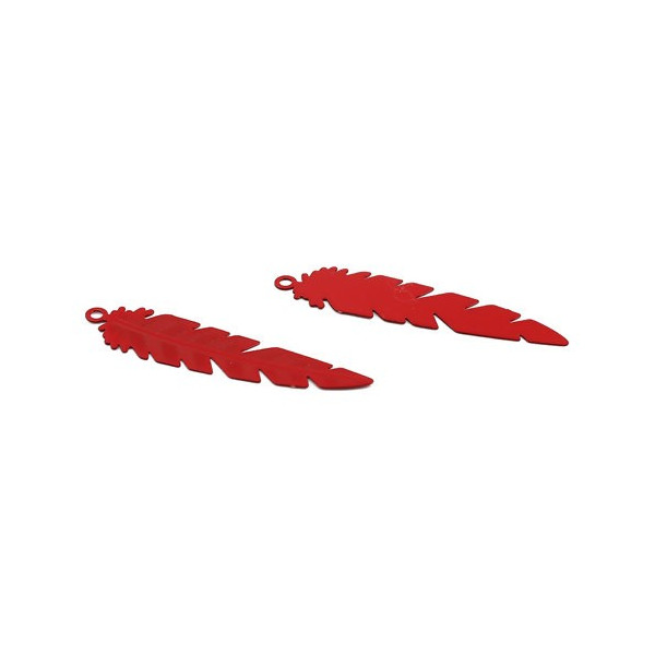 Estampes Pendentifs Plumes Ajourées 35mm Cuivre Rouge