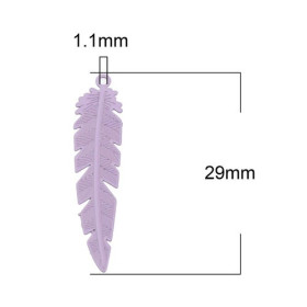 PS11655483 PAX 10 Estampes pendentifs Plumes Ajourées 35mm cuivre couleur Lilas