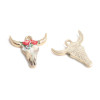 PS110152576  pendentifs Buffalo, Buffle Tete Vache Boho Chic style emaillé 22mm metal couleur Doré