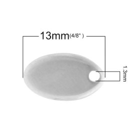 PS1132629 PAX 5 Supports de Pendentif Medaille Ovale 13 par 7mm Acier Inoxydable 15mm