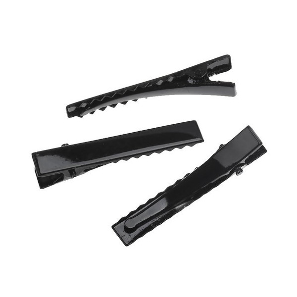 Pinces, Barrette Crocodile 46 mm, métal coloris Noir