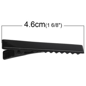 Pinces, Barrette Crocodile 46 mm, métal coloris Noir