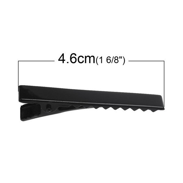Pinces, Barrette Crocodile 46 mm, métal coloris Noir