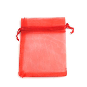 PS110221711 PAX 20 pochettes organza Rouge  8 par 10 cm pour bijoux, dragés