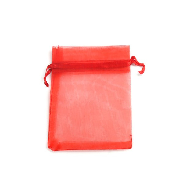PS110221711 PAX 20 pochettes organza Rouge  8 par 10 cm pour bijoux, dragés