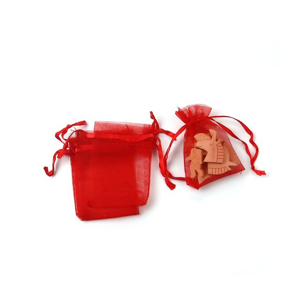 PS110221711 PAX 20 pochettes organza Rouge 8 par 10 cm pour bijoux, dragés