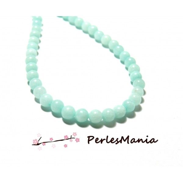 HA1464A06 1 fil d'environ 90 perles imitation Jade Bleu Pastel 4mm 