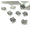 Pendentif breloque Arbre dans coeur 12mm métal Argent Antique