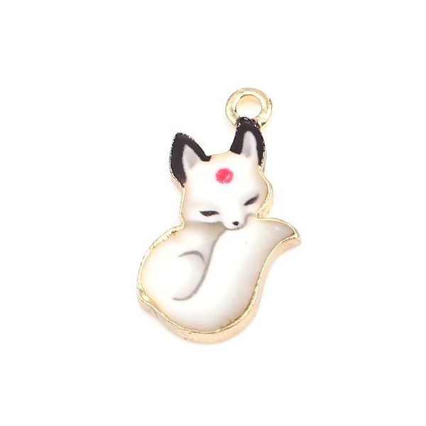 Pendentifs breloques Petit Renard Emaillé 19 mm métal Doré