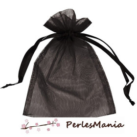 Pochettes organza Noires 5 par 7 cm pour bijoux, dragés