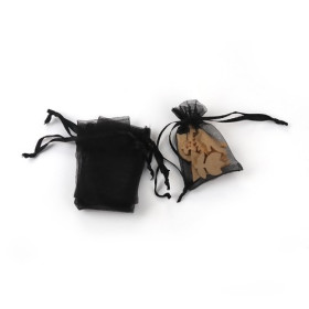Pochettes organza Noires 5 par 7 cm pour bijoux, dragés
