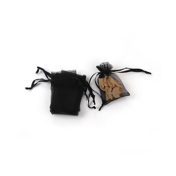 Pochettes organza Noires 5 par 7 cm pour bijoux, dragés