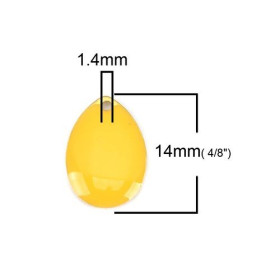Sequins médaillons style émaillés Biface GOUTTE 14mm Jaune Canari