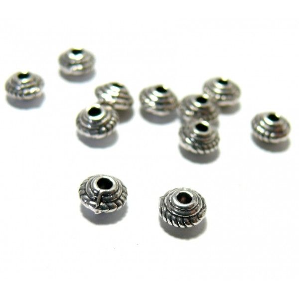 H1110167Y PAX 100 mini perles intercalaire Rondelle Toupies 5 par 3mm métal  Argent Antique