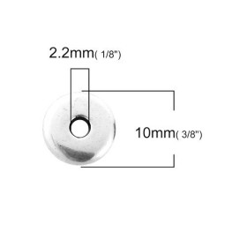 PS110101229 PAX 50 pendentifs perles intercalaires Rondelles 10 mm métal coloris Argent Platine