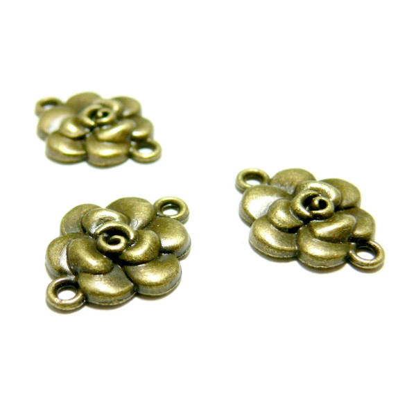 Apprêt bijoux 10 connecteur 2D3248 fleurs plates Bronze