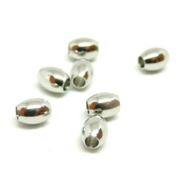 perles intercalaires Oblong 5 par 7 mm en Acier Inoxydable pour bijoux raffin