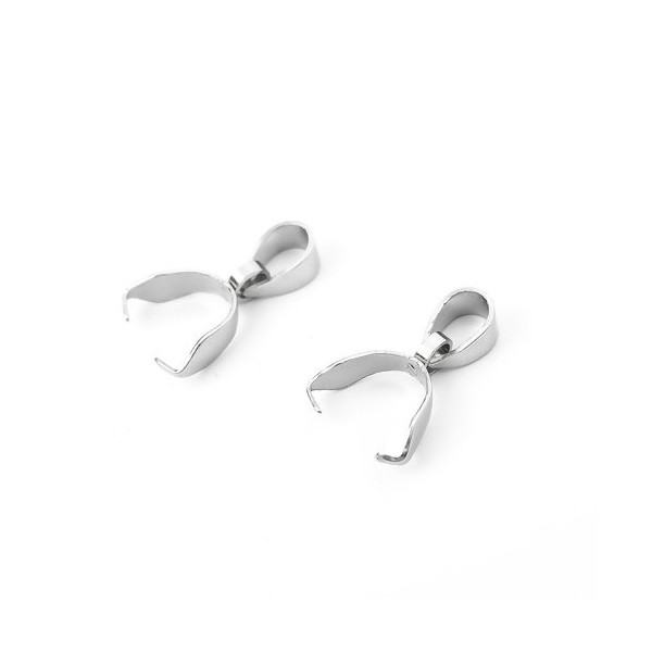 Pendentifs bélières à pince,  Acier Inoxydable 304 finition Argenté