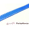 1 mètre cordon  ruban gros grain bi face surpiqué bleu électrique 10 mm ref 63 