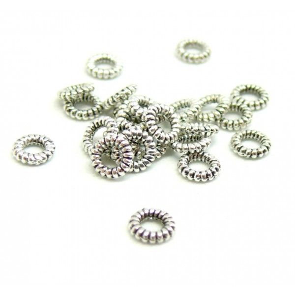 perles intercalaires Rondelles à stries 4 par 1mm métal couleur Argent Platine