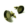 BN118659PP PAX 10 supports Boutons de manchettes Bord épais 18mm couleur Argent Platine qualité Laiton 