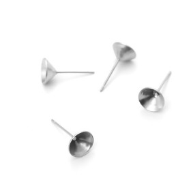 PS110212391 PAX 20 supports de boucle d'oreille Puce Conique 8mm en Acier Inoxydable 304 coloris Argent 