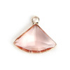 Pendentifs Eventail  Verre Rose 19 mm cuivre coloris Doré