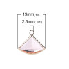 Pendentifs Eventail  Verre Rose 19 mm cuivre coloris Doré