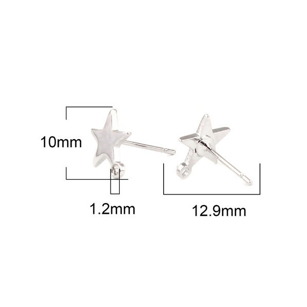 Boucles d’Oreilles Puce Étoile avec Attache – Métal Argent Platine