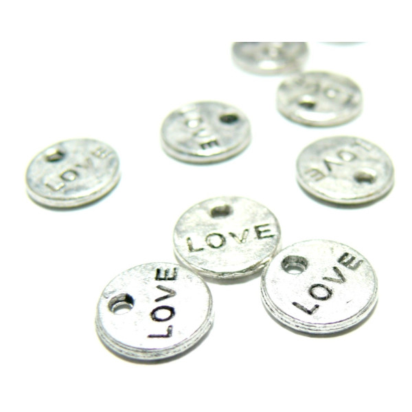Apprêt bijoux 60 pendentifs PA123976 medaille Love vieil argent