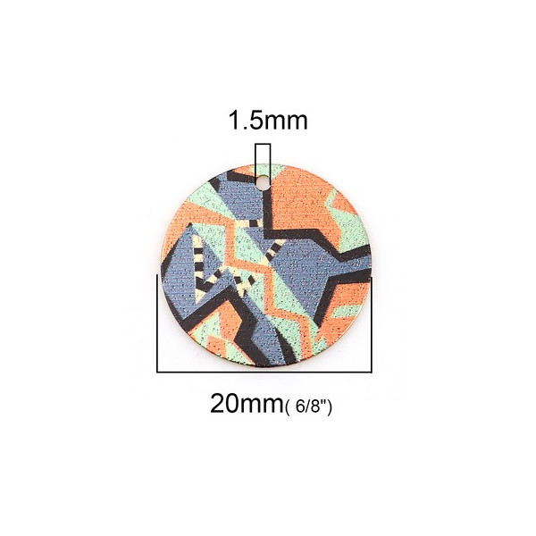 Pendentifs breloques stardust Ronde 20mm Géométrique Cuivre Coloris Doré