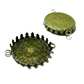 BN1123478 Lot 2 Supports de pendentif connecteur rond 20mm Laiton coloris Bronze GRIFFE