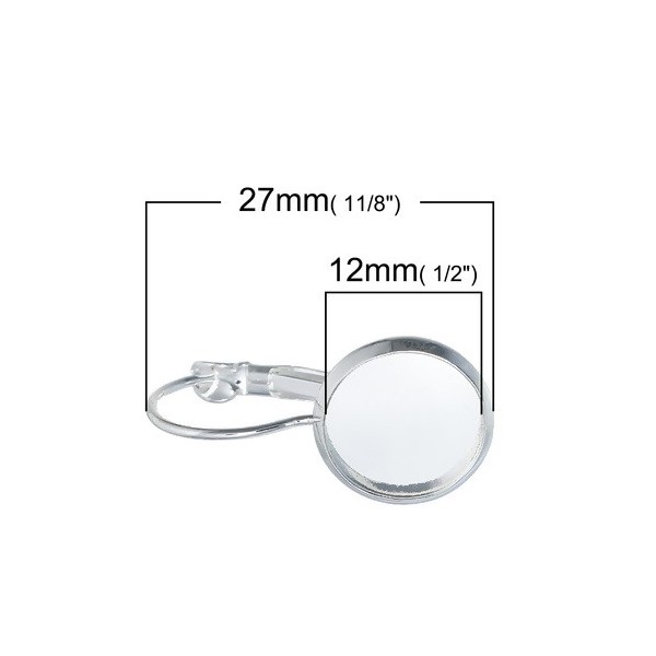 S1161871 PAX: 30 supports Boucles d'oreille dormeuse cuivre coloris ARGENT VIF 12mm 