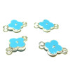 breloques pendentif connecteur FLEUR emaille Bleu ARGENT ref 194