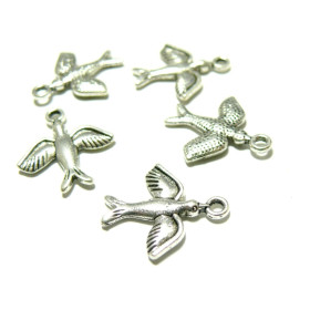 Fournitures pour bijoux: 50 magnifiques pendentifs oiseau 2Y1226 Vieil argent